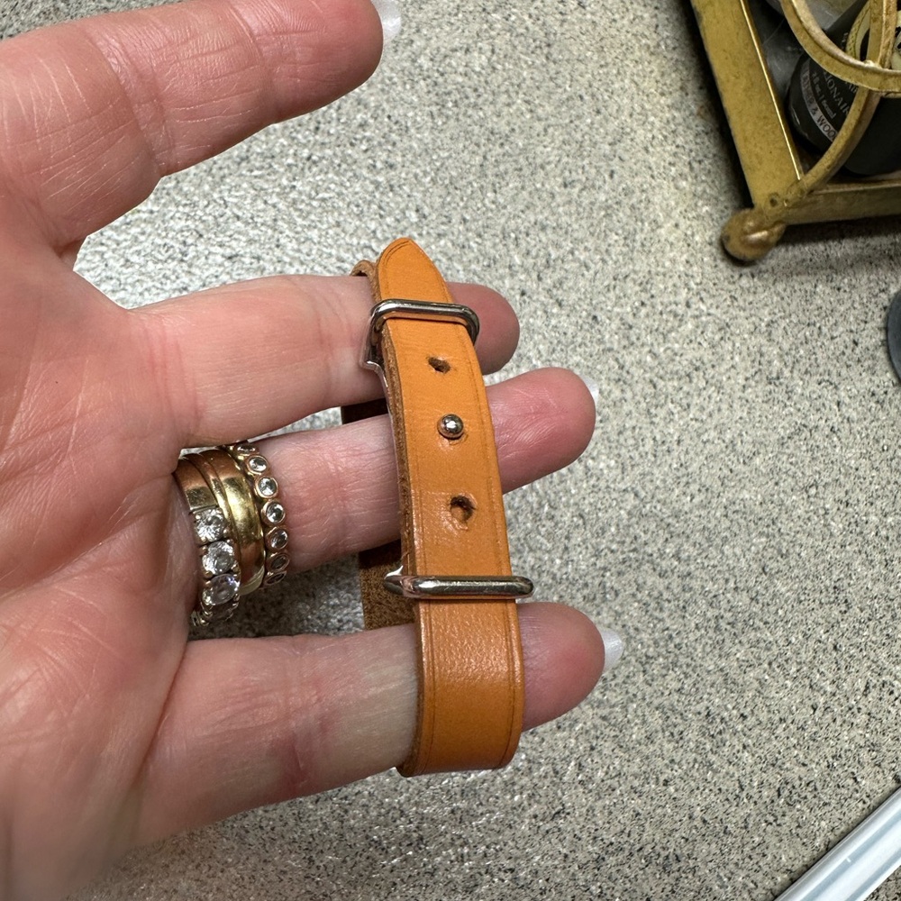 Hermes Api2 Bracelet Silver Brown Metal Leather Women's HERMES - Picture 3 of 5